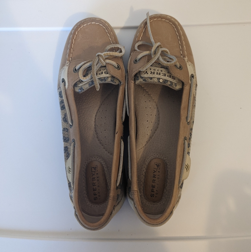 Sperry cheetah print sequins size 7.5 women's